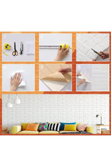 70X23 cm White Self Adhesive 3D Flexible Wallpaper Panel - Swordslife