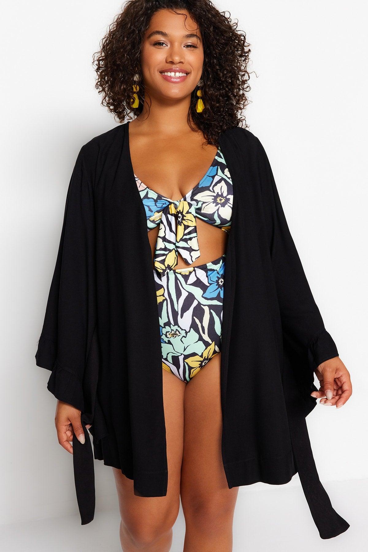 Black Flywheel Viscose Woven Kimono&Caftan TBBSS23DE00001 - Swordslife