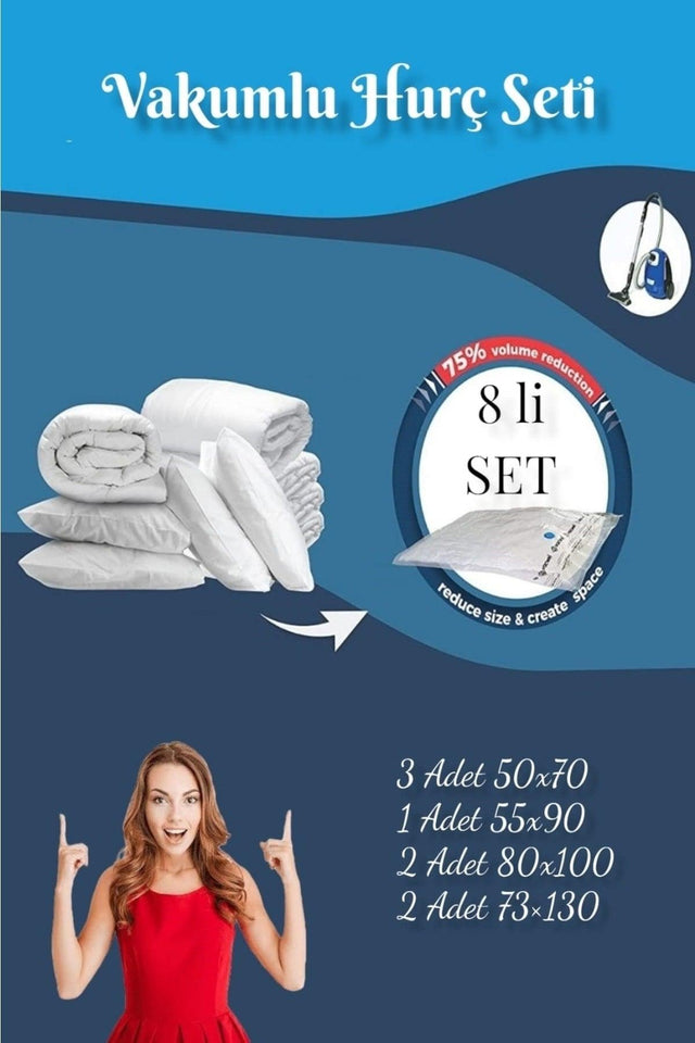 Set of 8 S/m/l/xl Vacuum Bag - Vacuum Storage Bag - Vacuum Bag - Swordslife