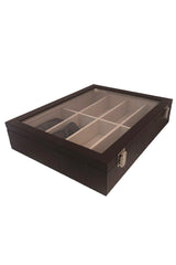 8-Piece Glasses Box Crocodile Brown