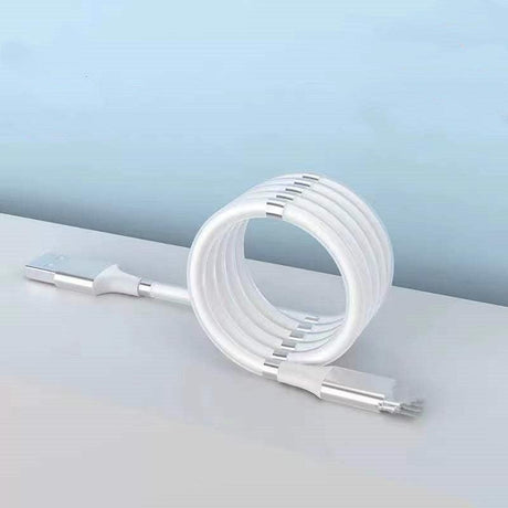 New Magic Rope Magnetic Absorption Data Cable TPE Magnetic Fast Charging Cable For Type-c Retractable Easy Storage - Swordslife