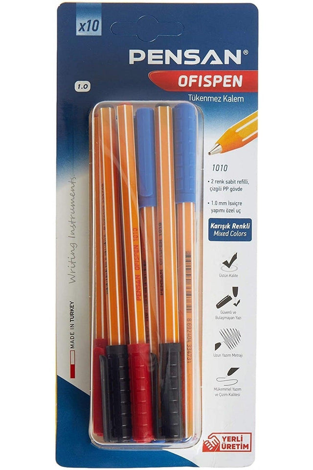 Ofispen 1010 Ballpoint Pen Mixed 10 Pcs. Tk.k