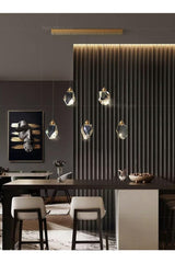A+ Luxury Modern Crystallized Glass Pendant Lamp Five Row Led Chandelier Gold Yellow - Swordslife
