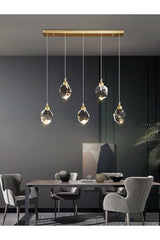 A+ Luxury Modern Crystallized Glass Pendant Lamp Five Row Led Chandelier Gold Yellow - Swordslife