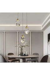 A+ Luxury Modern Crystallized Glass Pendant Lamp Triple Led Chandelier Gold Yellow - Swordslife