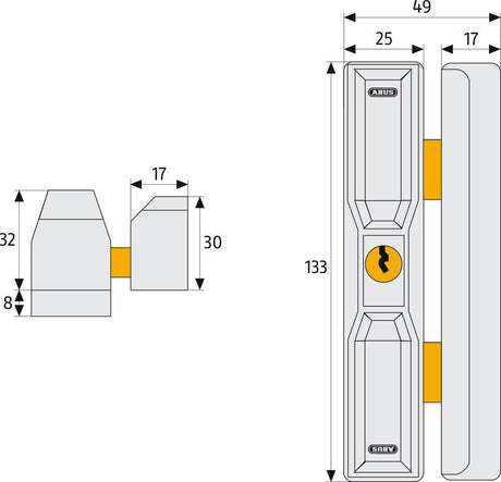 ABUS / Window lock / DF88 / brown / GL AL0125 - Swordslife