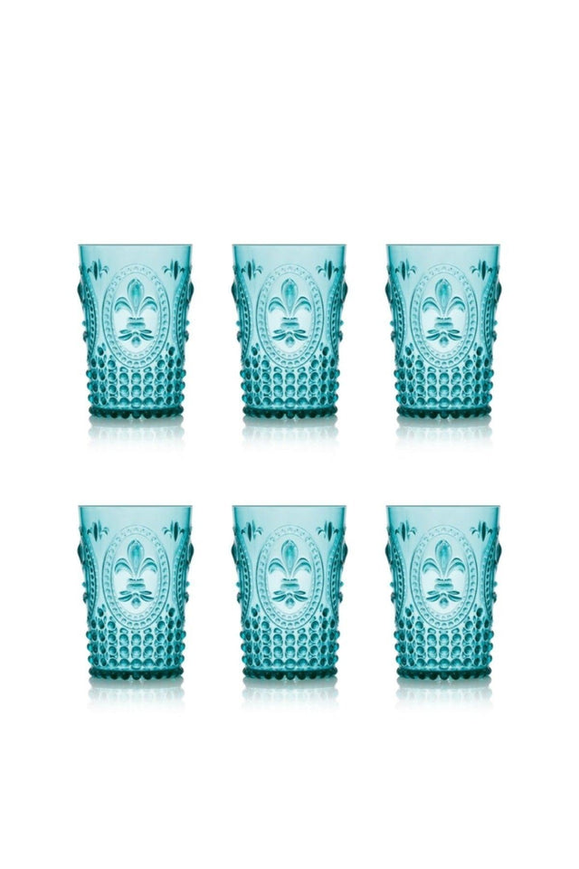 Acrylic Aquamarine 6 Pcs Short Glass & Water Soft Drink Coffee Side Glass 400 ml (Not Glass) - Swordslife