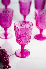 Acrylic Pink 6 Pcs Footed Glass & Water Soft Drink Goblet Coffee Side Glass 450 ml (Not Glass) - Swordslife