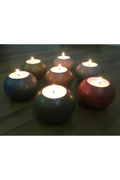 Adea Collection Wooden Candle Holder Set of Three Rustic Gray / Walnut / Ivory Decorative Candlestick Scented - Swordslife