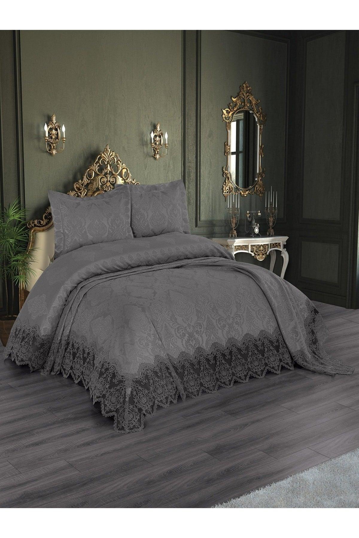 Aden Double French Lace Chenille Bedspread (260x260) (gray) - Swordslife