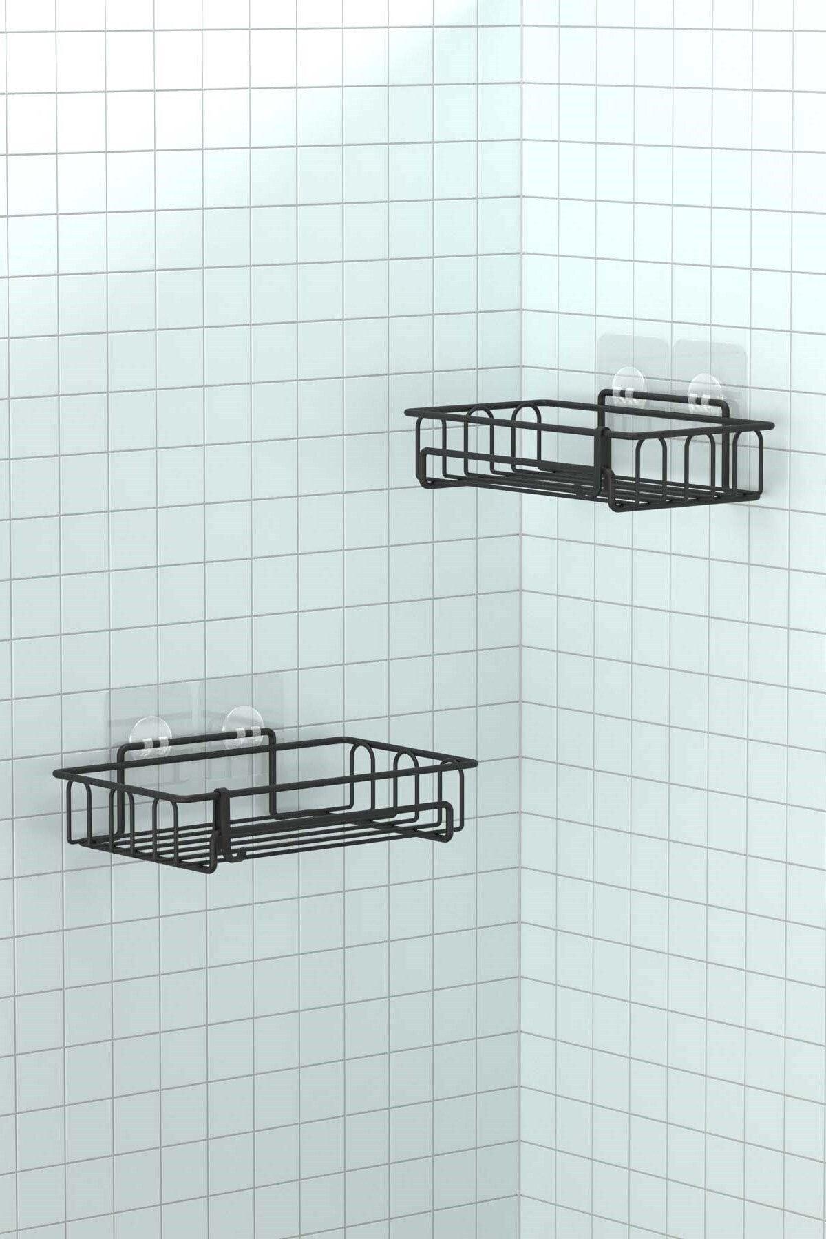 2 Pieces Bathroom Shelf Mat with Adhesive Hooks