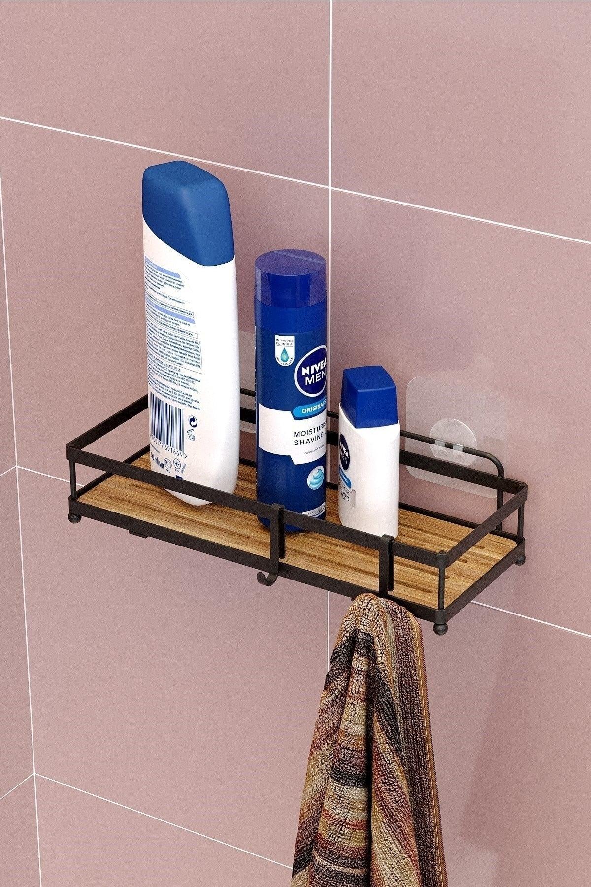 Adhesive Hook Bathroom&Kitchen Shelf Matt Black St180h - Swordslife