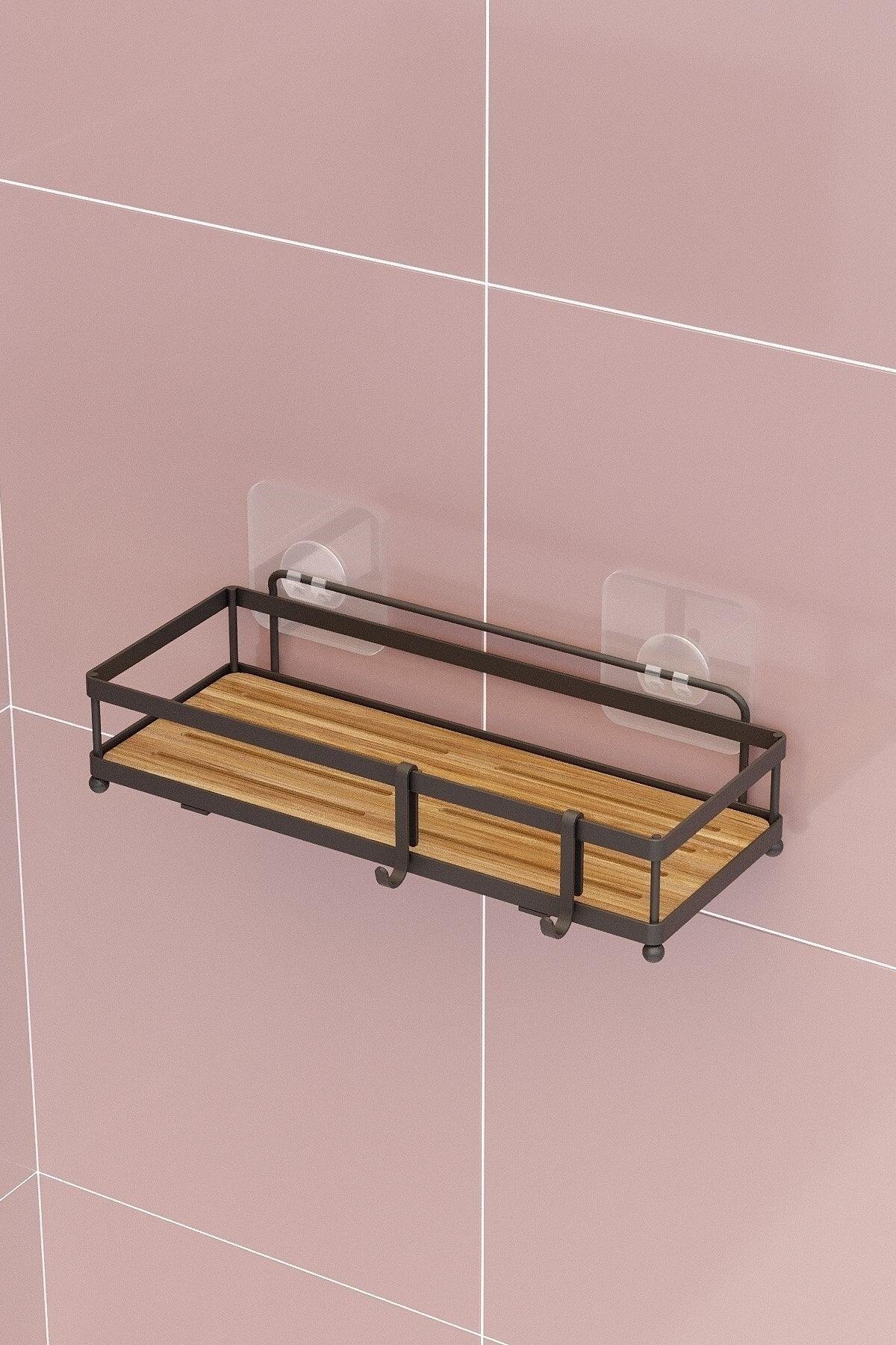 Adhesive Hook Bathroom&Kitchen Shelf Matt Black St180h - Swordslife