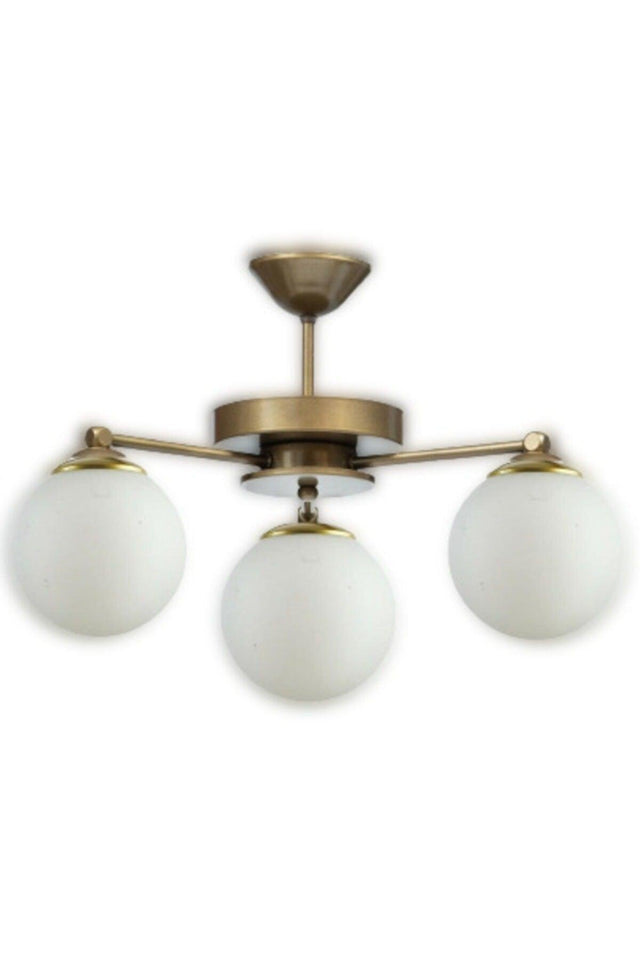 Tumbled 3-Way Modern Globe White Glass Plofonier Model Chandelier - Swordslife