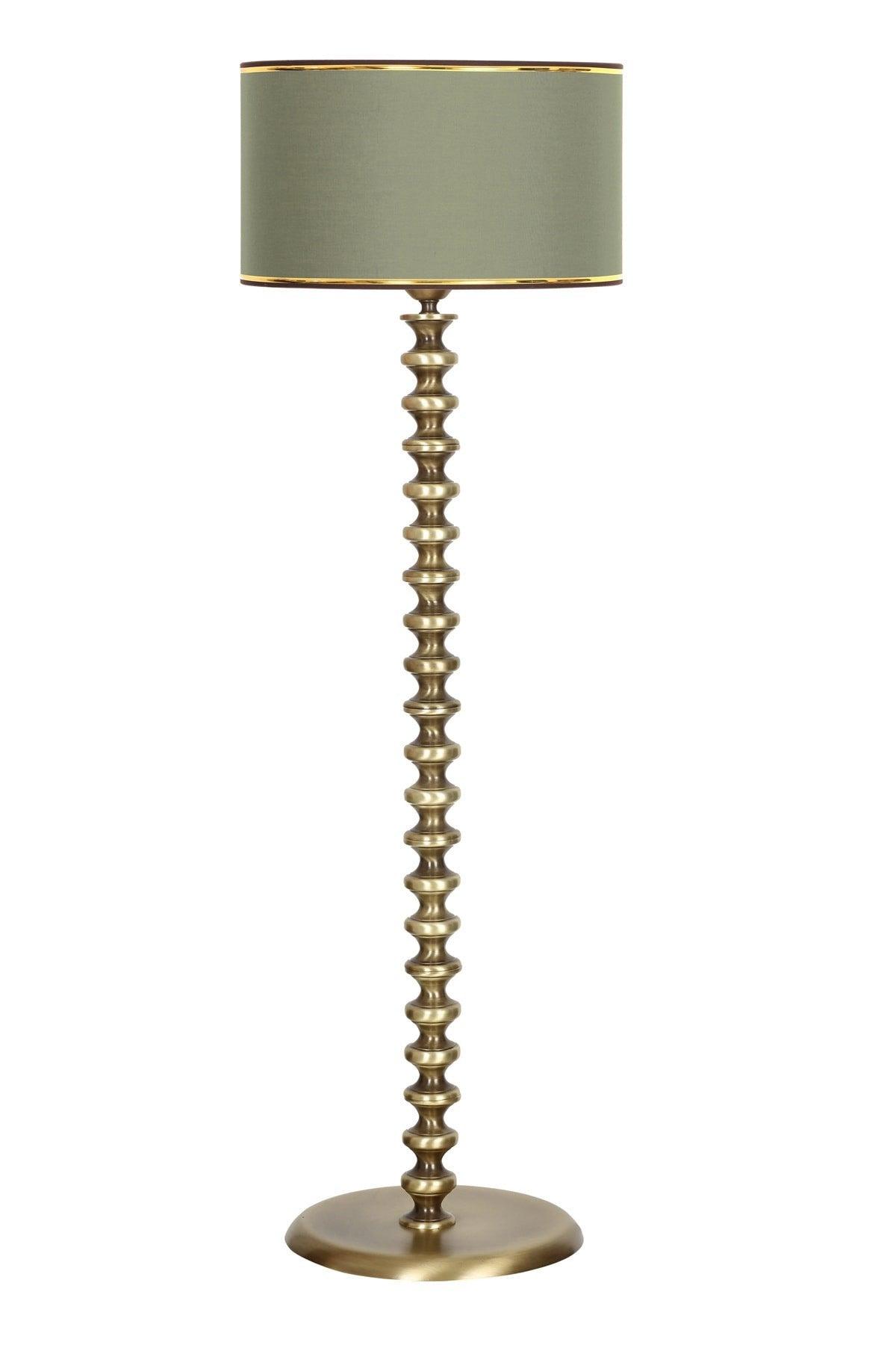 Antique Finish Jasmine Series 5802 Metal Single Leg Floor Lamp - Khaki Green with Gold Strip - Swordslife