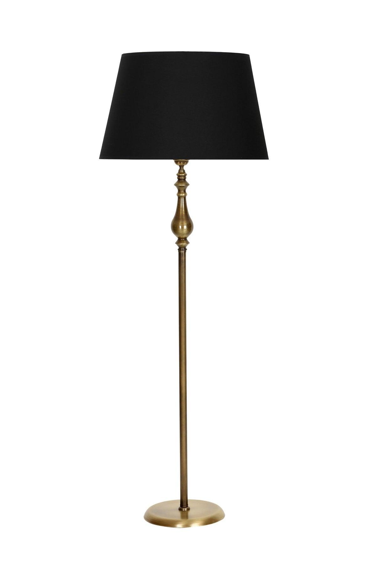 Tumbled Plated Retro Flat Single Leg Metal Floor Lamp Conical Black Head - Swordslife