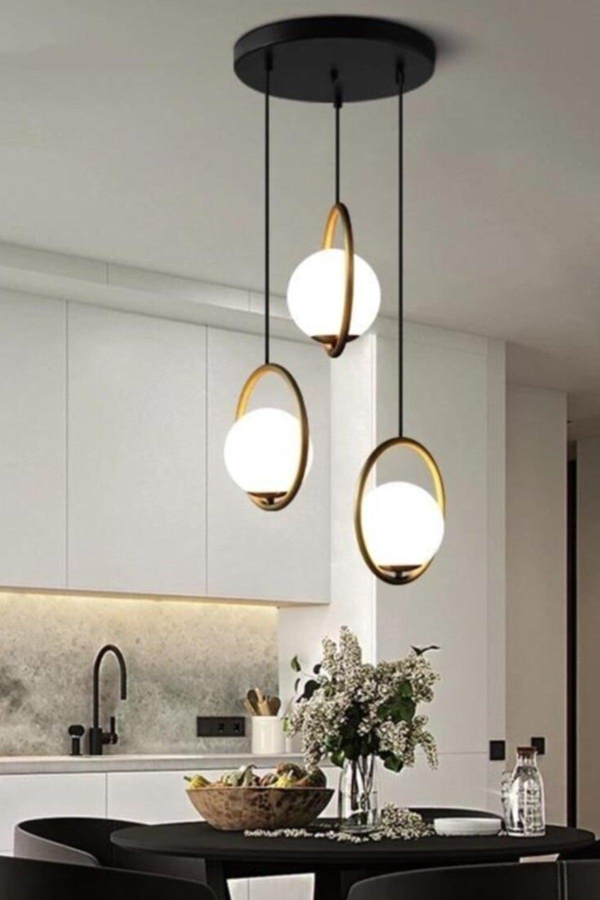 Agora Modern Design Tumbled White Indoor Glass Pendant Lamp Triple Chandelier - Swordslife