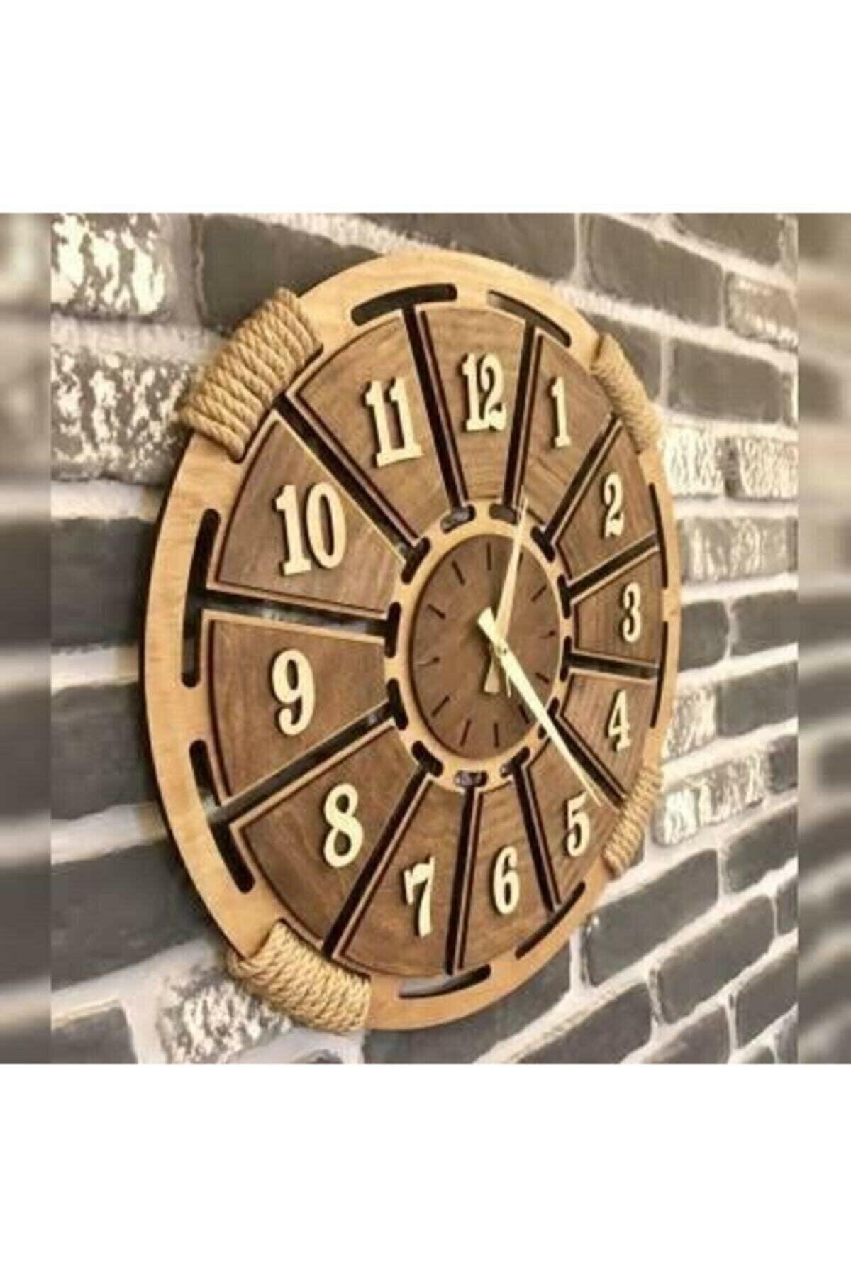 Wooden Wall Clock Wicker Detailed - Swordslife