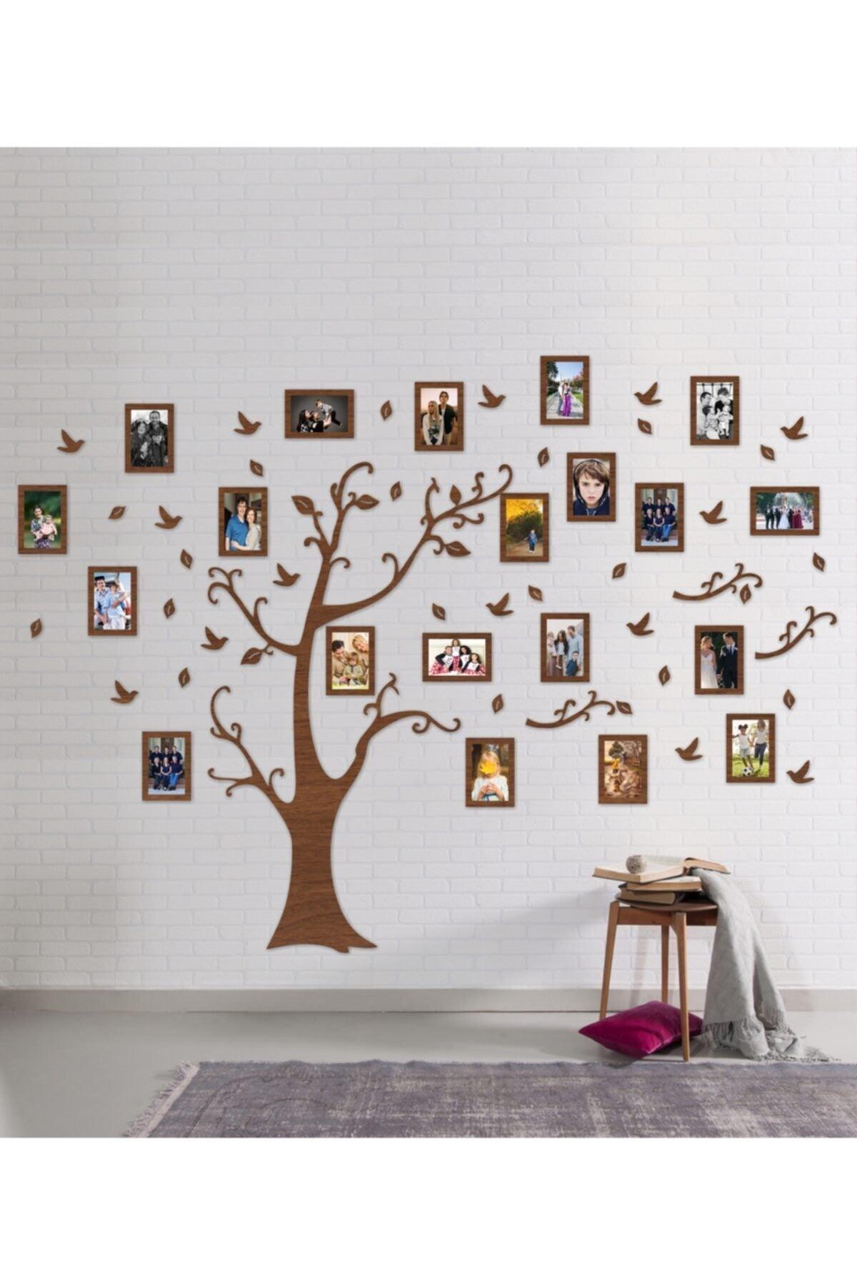 Family Tree Frame Collage - Wooden Family Tree - 20 Frames - Brown - Swordslife