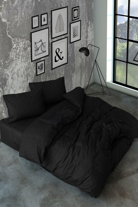 Akfil Cotton Black Double Duvet Cover Set - Swordslife