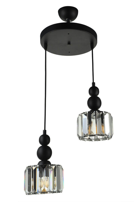 Alaba 2.li Chandelier Black Transparent Stone - Swordslife