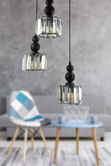 Alaba 3rd Chandelier Black Transparent Stone - Swordslife