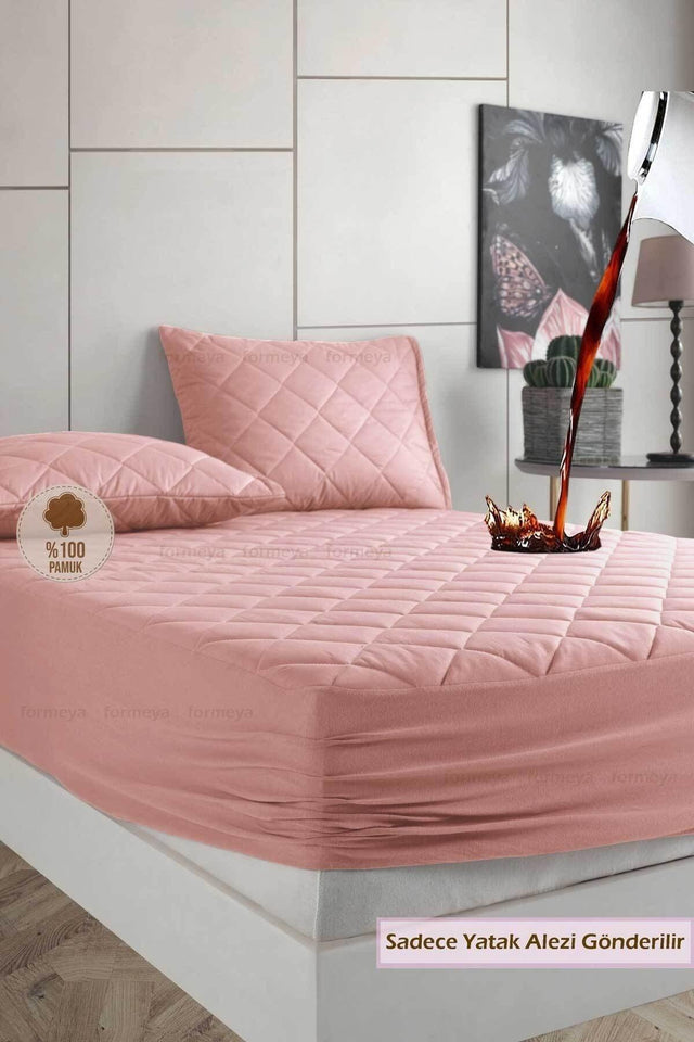 Matte Powder 100% Cotton Quilted Liquid Proof Mattress Fitted Bed Sheet - Swordslife