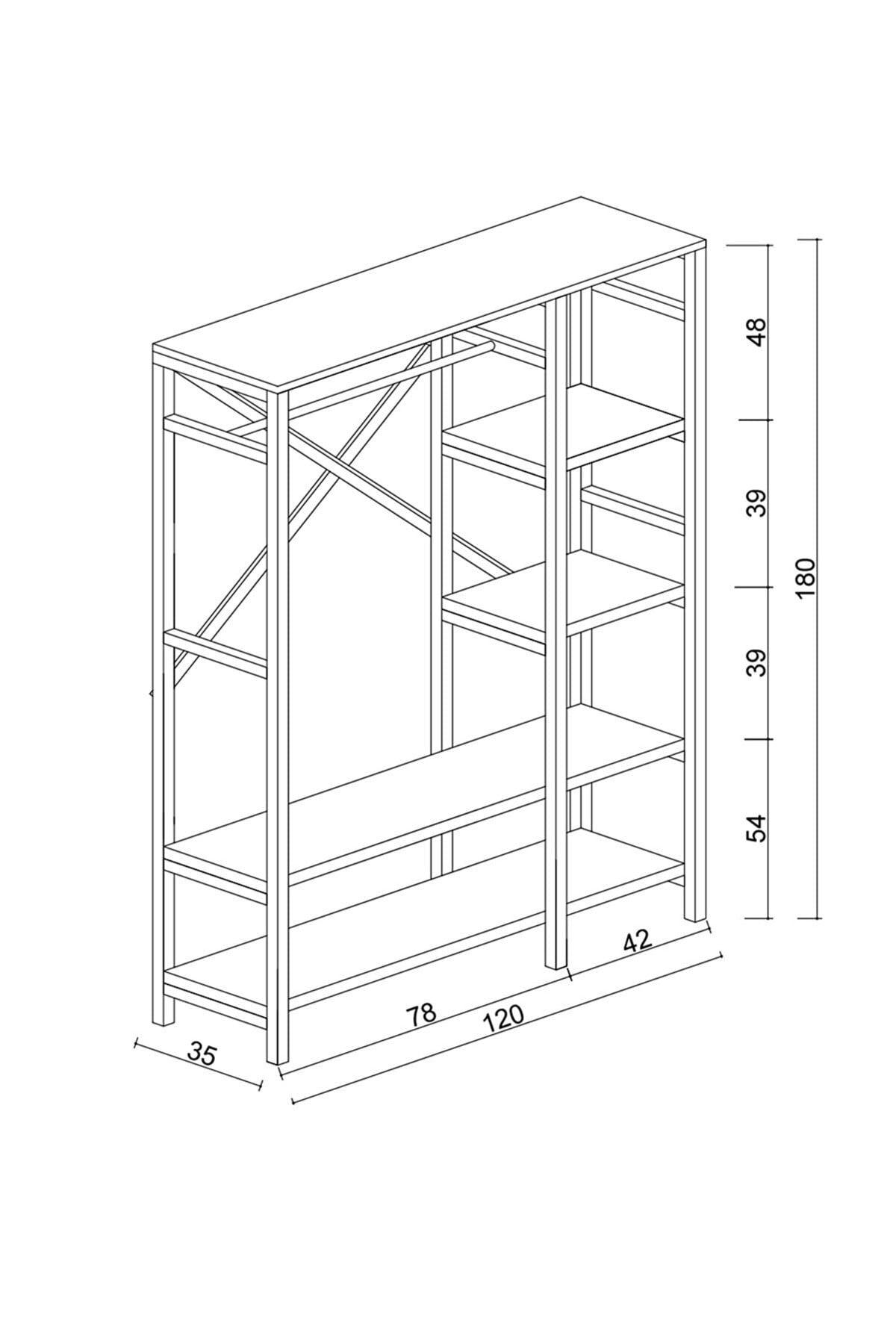 Alkor 180x120x30 Metal Home Ahşap Gemusterte Chip Blatt Outdoor Dressing Cabinet Portmanto Regal - Swordslife