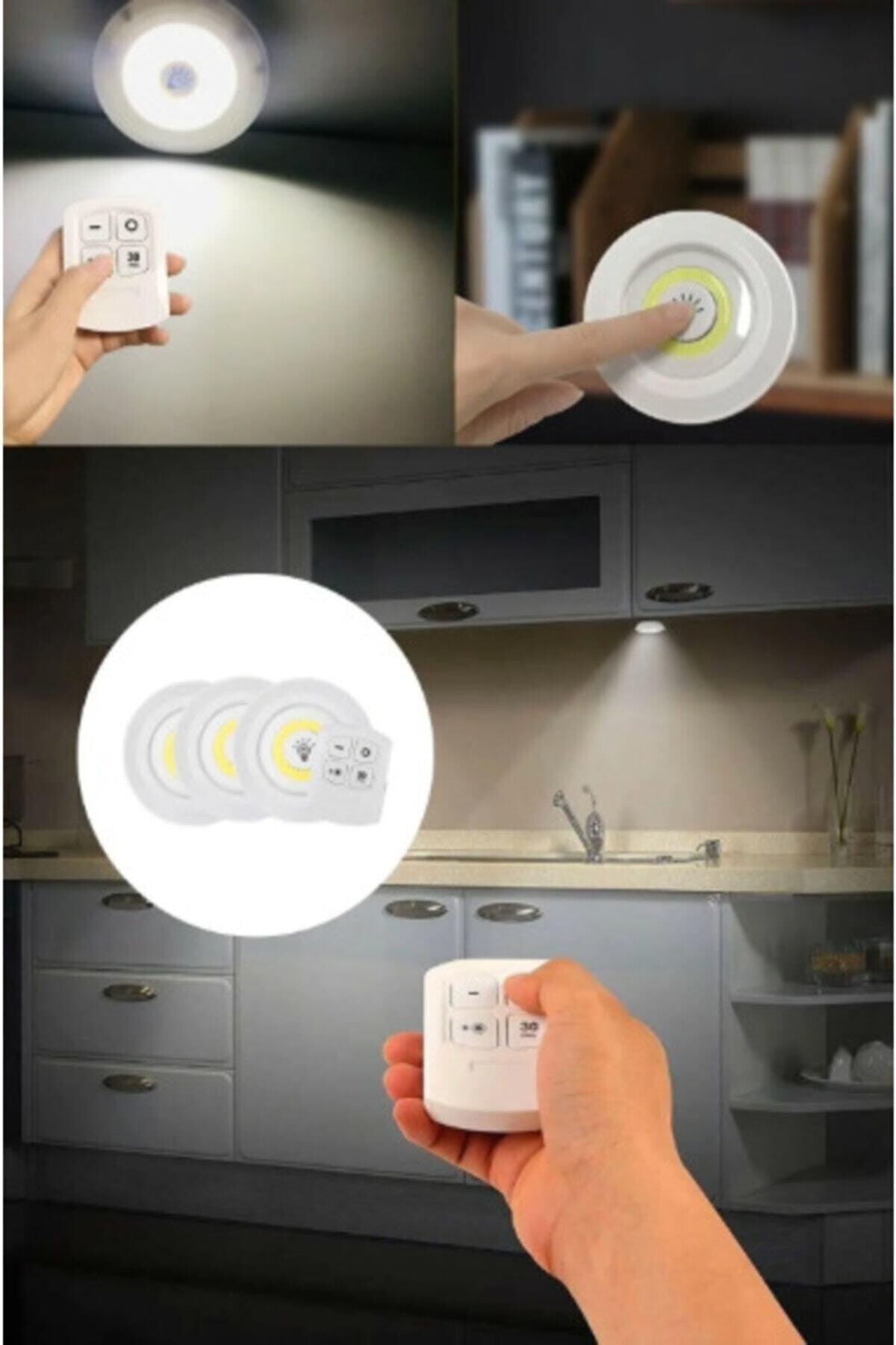Altun Remote Controlled Adhesive Wireless Battery Led 3 Spot Lamp - Swordslife