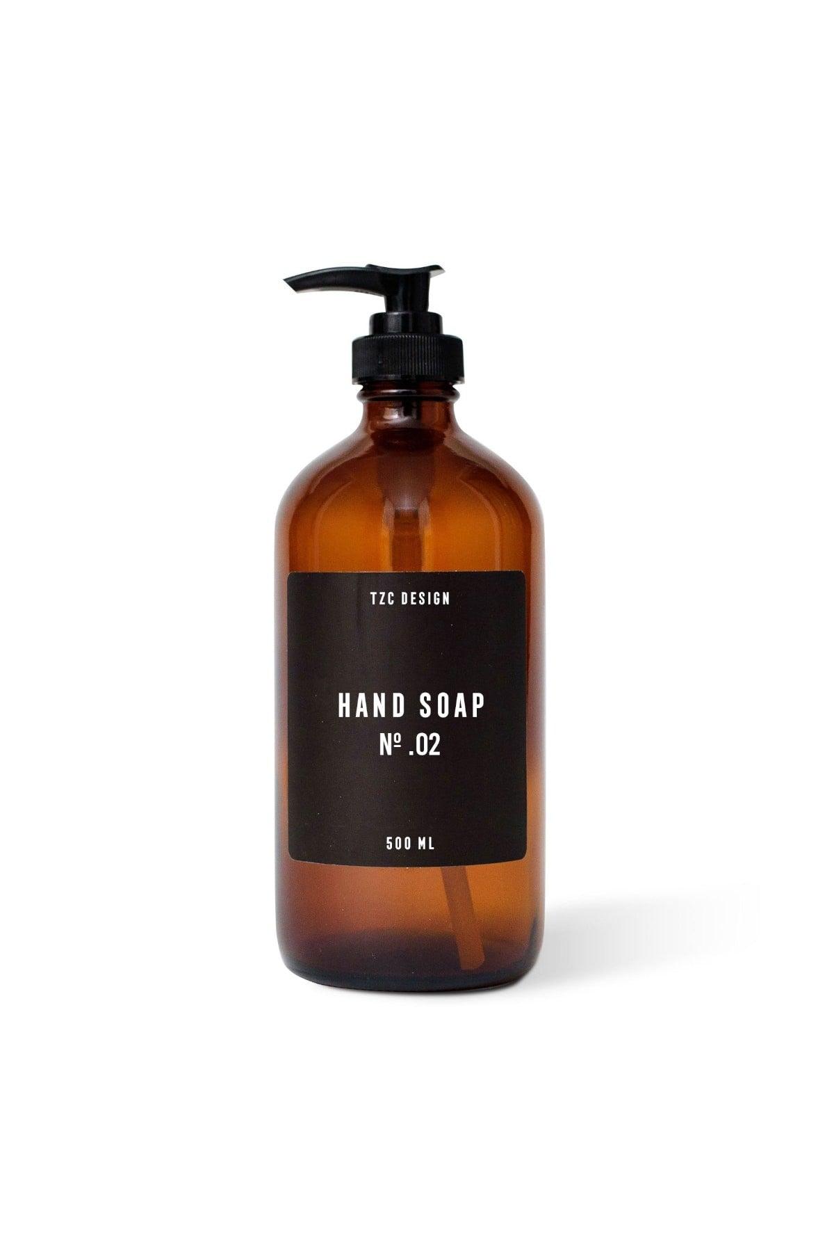 Amber Brown Glass Bottle Hand Soap 500 Ml Black Label - Swordslife