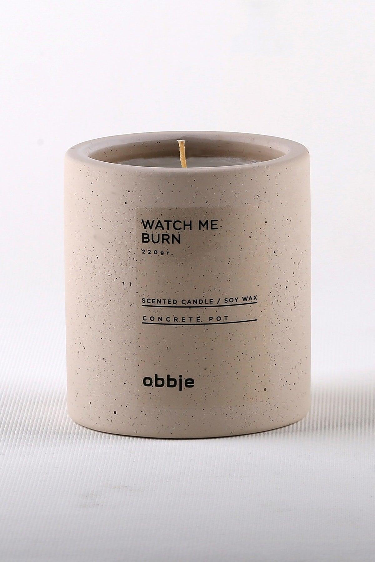 Amber Scented Candle , Decorative Soy Candle With Concrete Pot - Swordslife