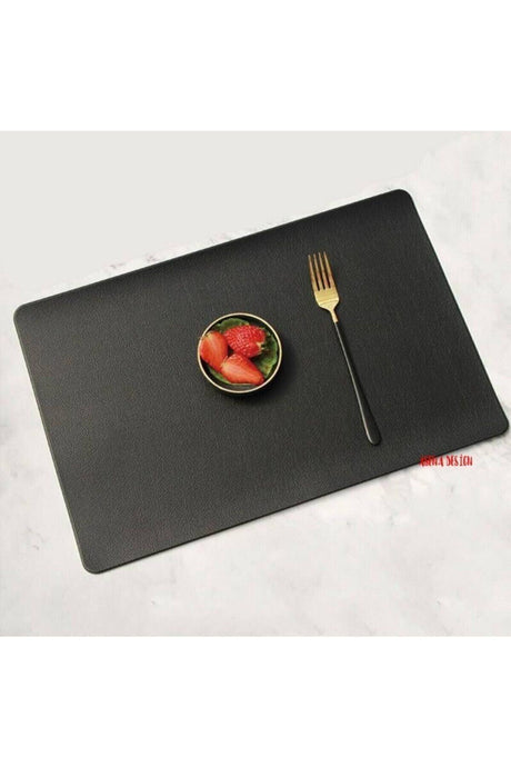 Placemat Leather Black 6 Person 12 Pcs - Swordslife