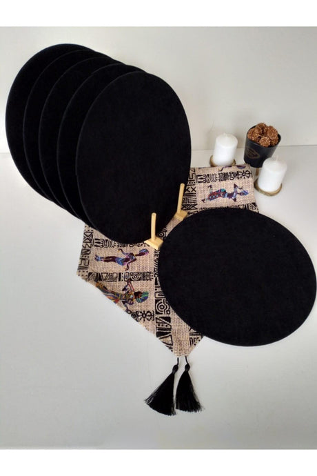 Placemat (6 Black Bottoms, 1 Ethnic African Women Patterned Runner) - Swordslife