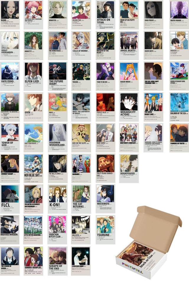 Anime Wall Poster Set - Poster Collage Set - 60 Pieces - Adhesive Back - 10cm*15cm - Set with Box - Swordslife