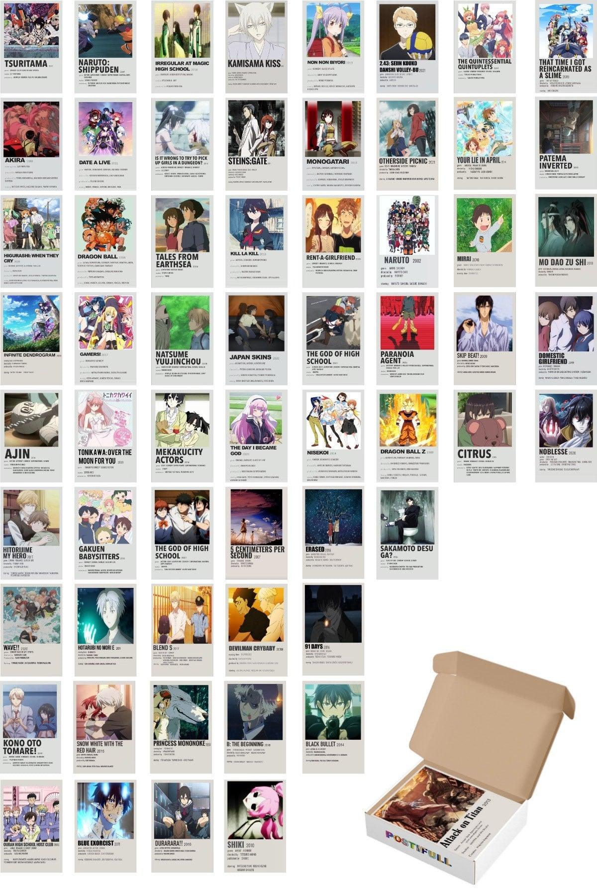 Anime Wall Poster Set - Poster Collage Set - 60 Pieces - Adhesive Back - 10cm*15cm - Set with Box - Swordslife