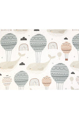 Mother's Side Crib Sheet With Elastic 2 Different Patterns Whale Balloon And Nature 50x90 Cm. Set of 2 - Swordslife
