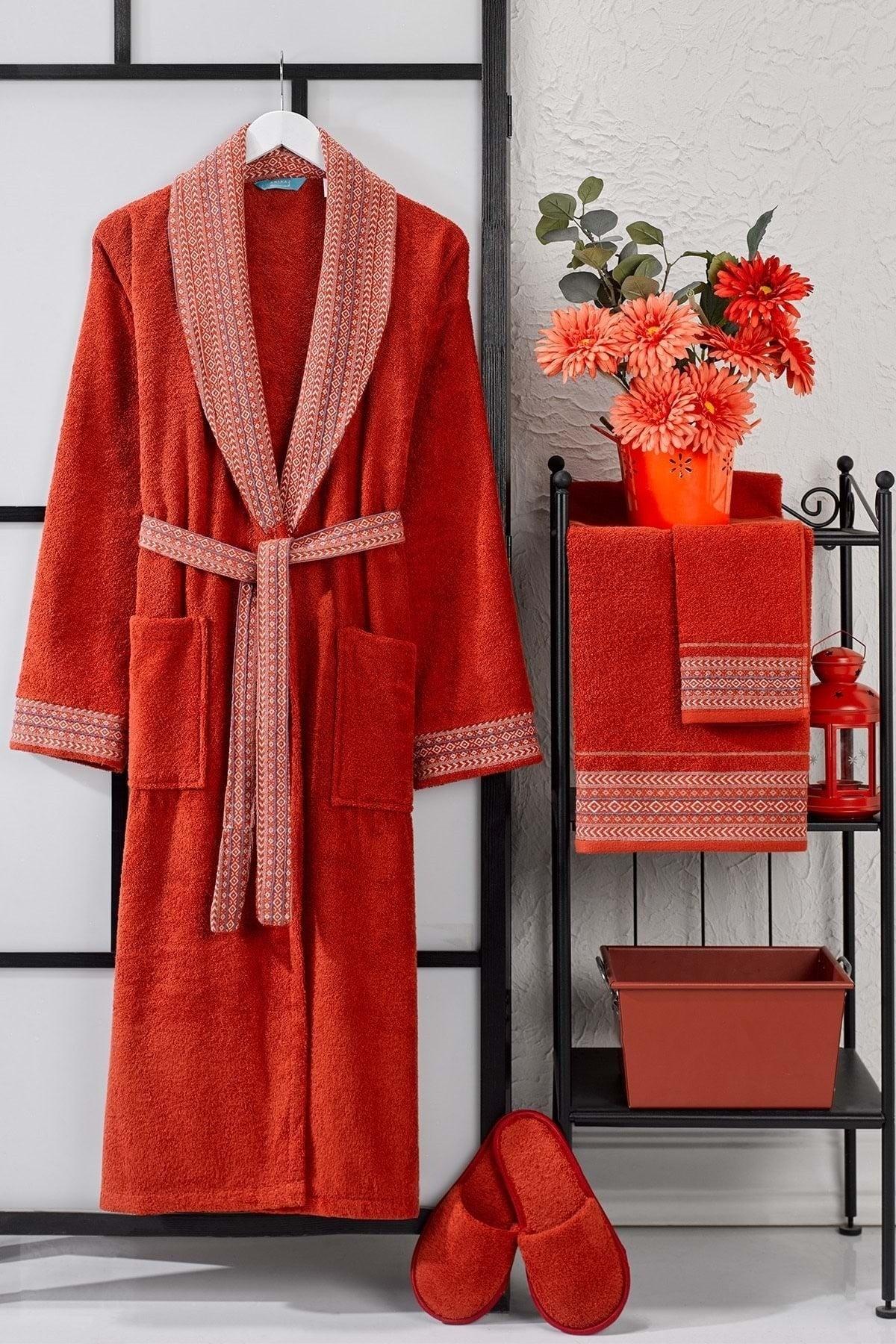 Ansaaj Jacquard 4 Piece Bathrobe Set Tile - Swordslife