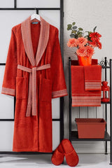 Ansaaj Jacquard 4 Piece Bathrobe Set Tile - Swordslife