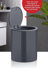 Anthracite Click Lid Round Dustbin