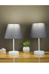 Anthracite Modern Double Bedroom Lampshade White Standing Table Lamp - Swordslife