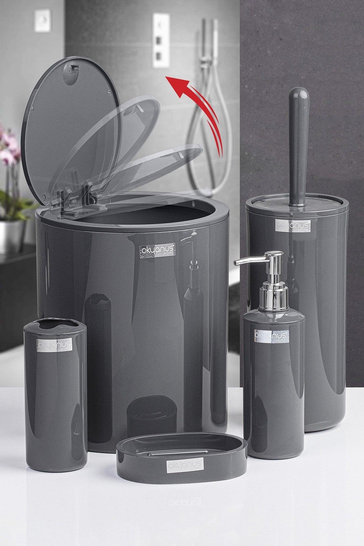 Anthracite Round 5 Pcs Bathroom Set - Swordslife