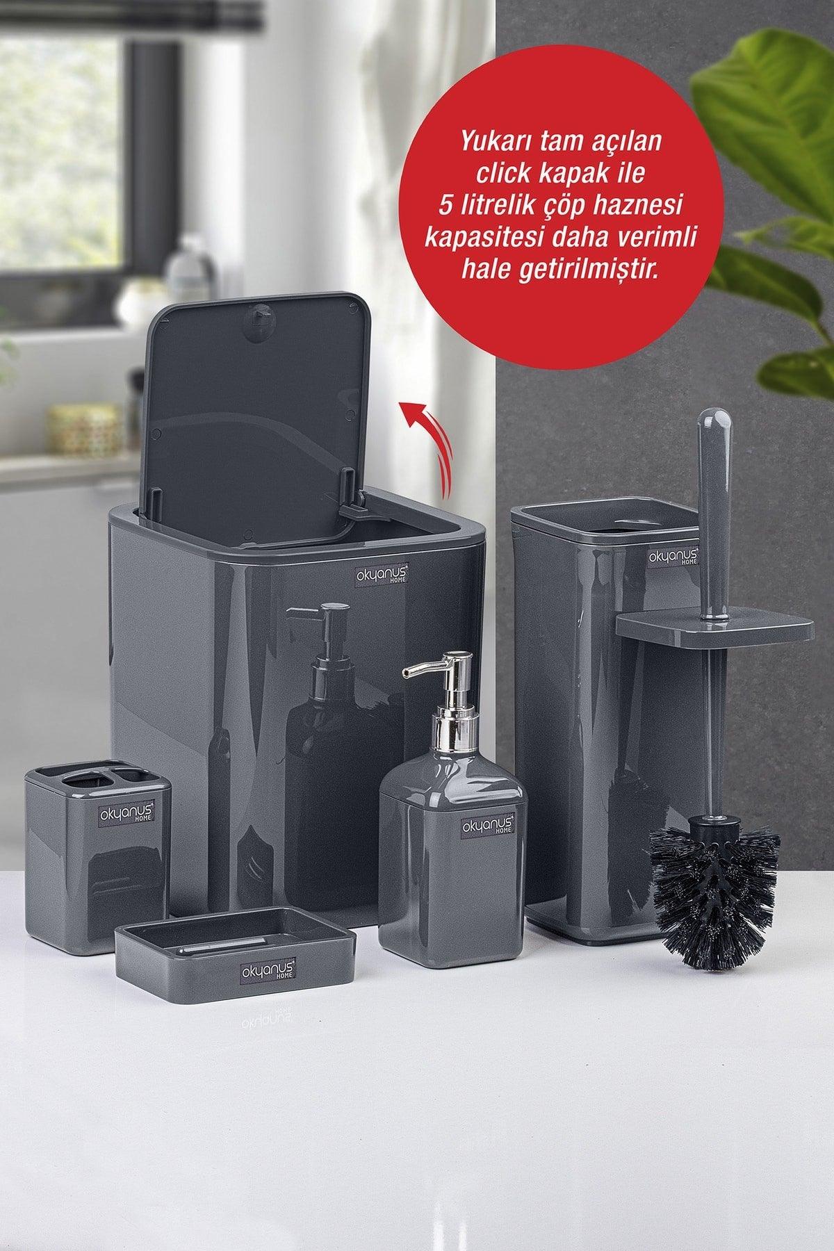 Anthracite Square Bathroom Set of 5