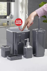 Anthracite Square Chrome 5 Pcs Bathroom Set