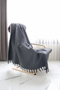 Anthracite Fringed Throw / Tv Cover / Throw 130x170 Cm - Swordslife