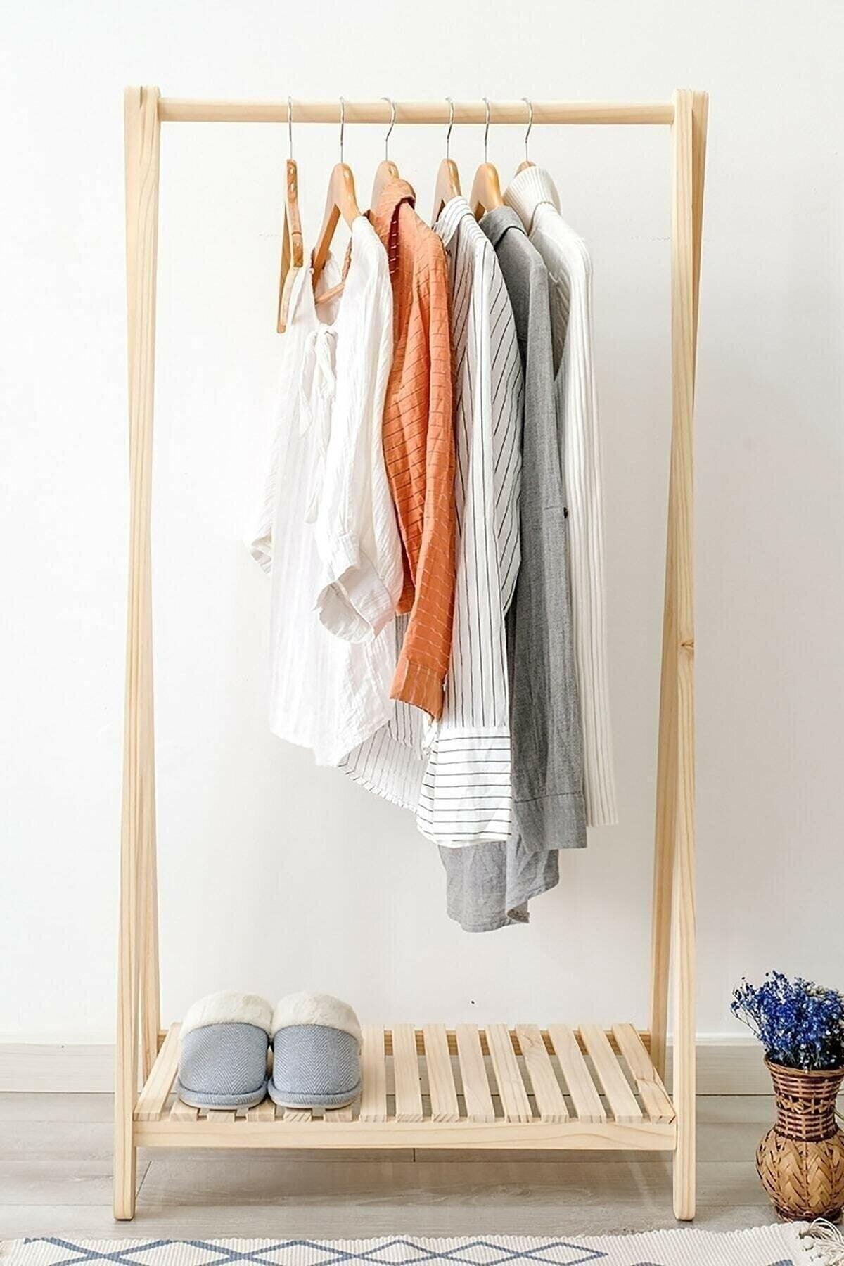 Garment Hanger Natural Wooden Leg Clothes Hanger Wardrobe Rack Hanger 125x66x38 Cm - Swordslife