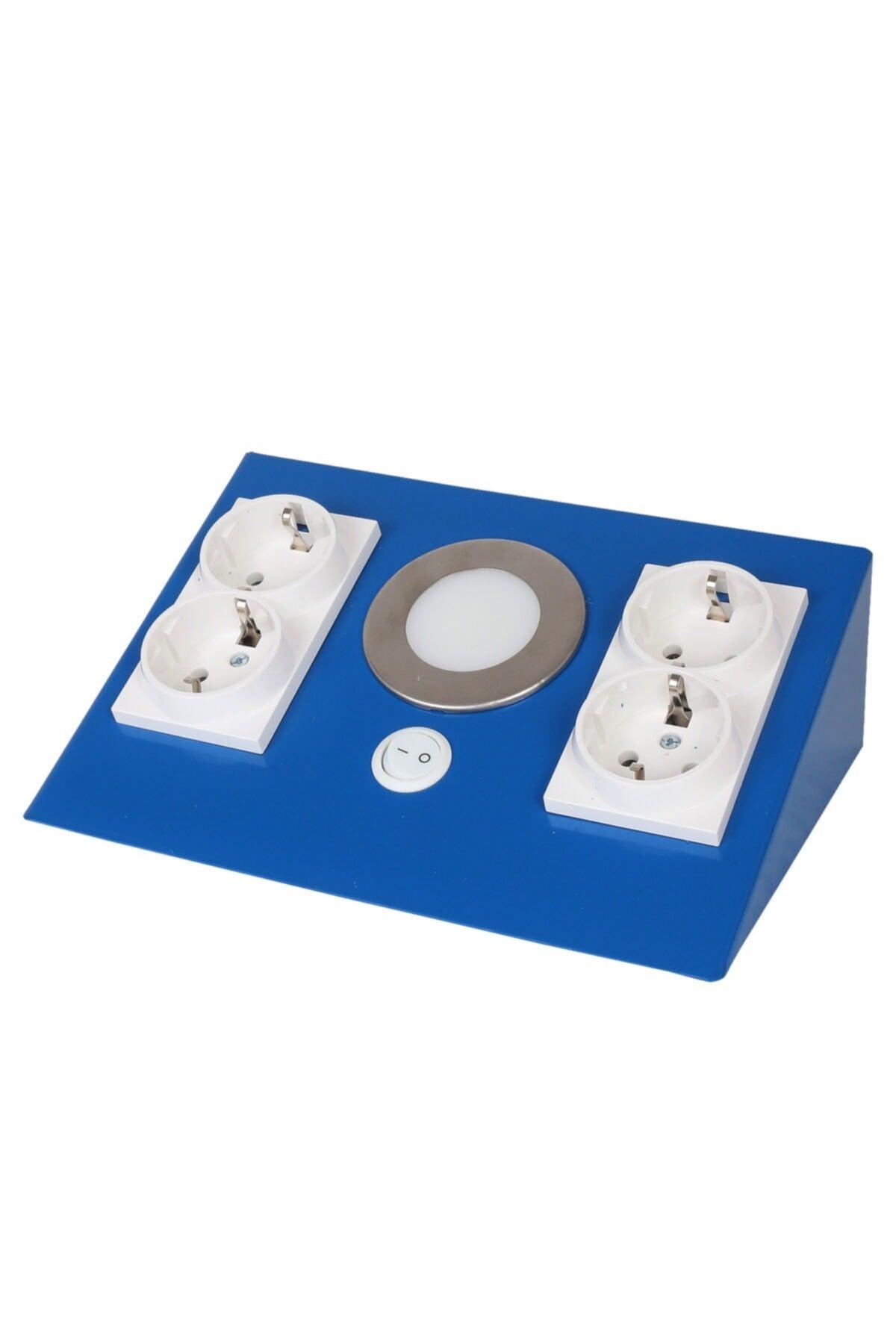 Under Counter Socket Blue Body White 4 Socket