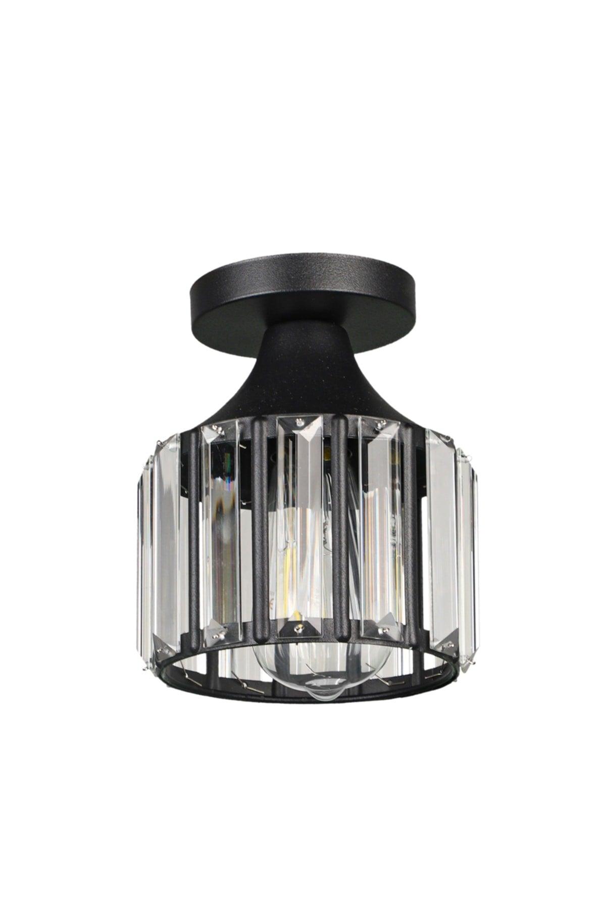 Arel Crystal Ceiling Mount Single Chandelier Black - Swordslife