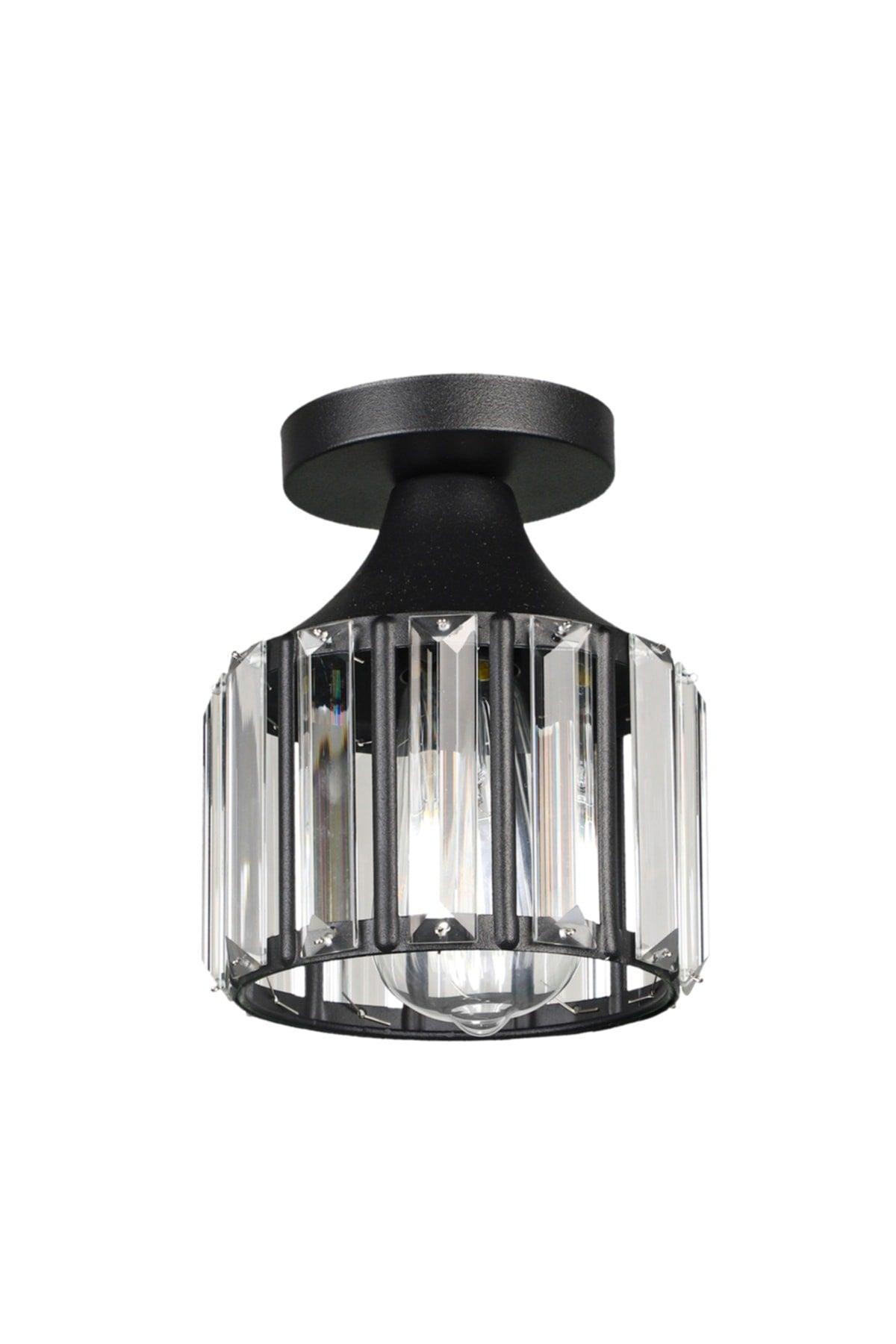 Arel Crystal Ceiling Mount Single Chandelier Black - Swordslife