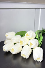 Artificial Flower Wet Tulip 10 Pcs White - Swordslife