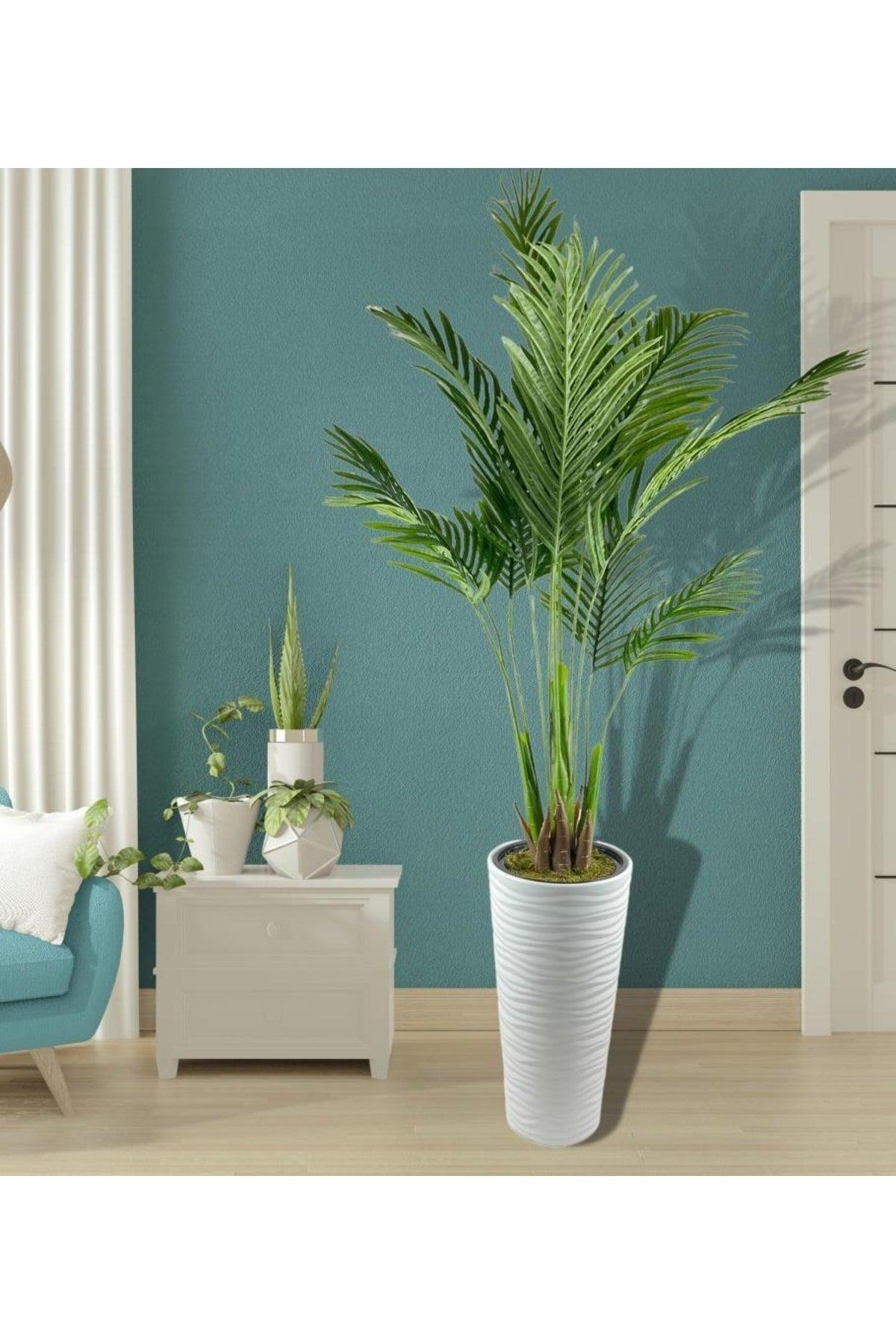 Artificial Tree Areca Tree White Tall Beach Palm Tree In Vase Artificial Areka 190cm - Swordslife